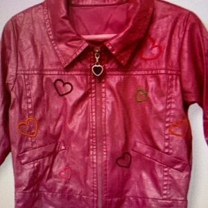 Heart Embellished Pink Kids Jacket